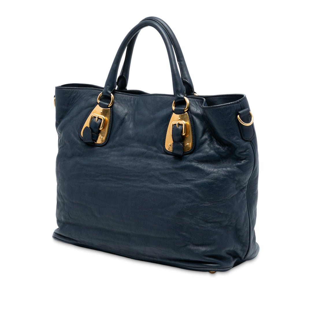 Prada Soft Cuir de veau Open Convertible Shopping Cabas