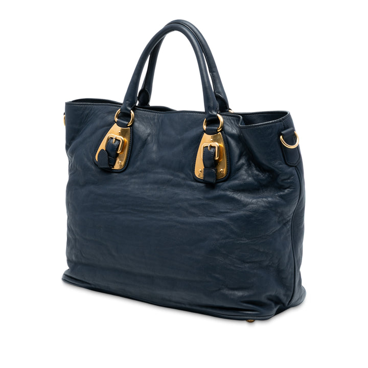 Prada Soft Cuir de veau Open Convertible Shopping Cabas