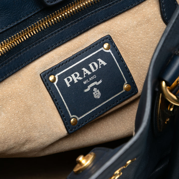 Prada Soft Cuir de veau Open Convertible Shopping Cabas
