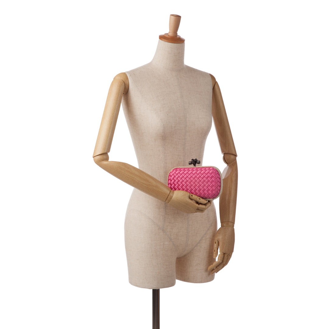 Intreccio Impero Satin Knot Clutch Pink - Gaby Paris