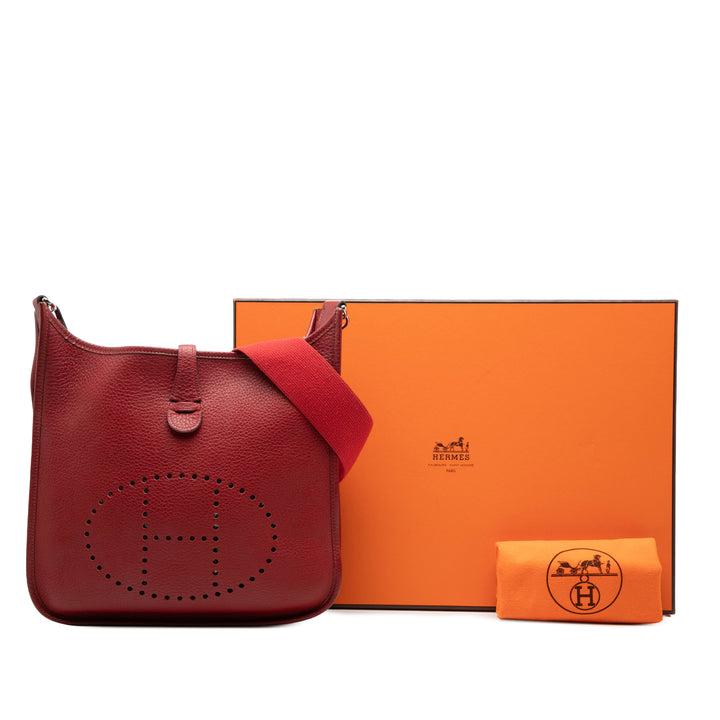 Hermès Sac bandoulière Evelyne II Clémence PM Rouge – vue 8 – GABY PARIS