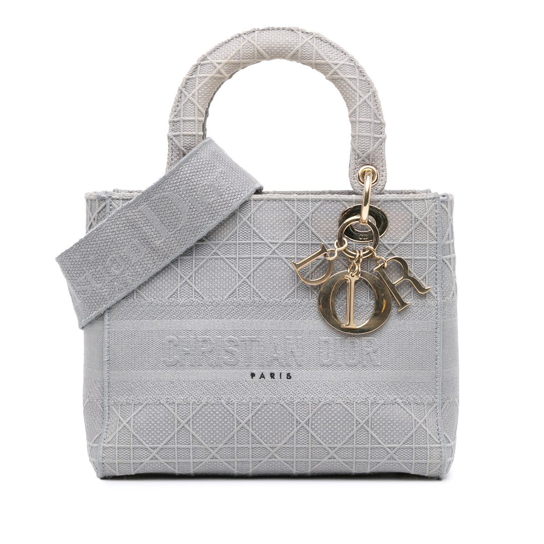 Medium Canvas Cannage Lady D Lite Gray - Gaby Paris