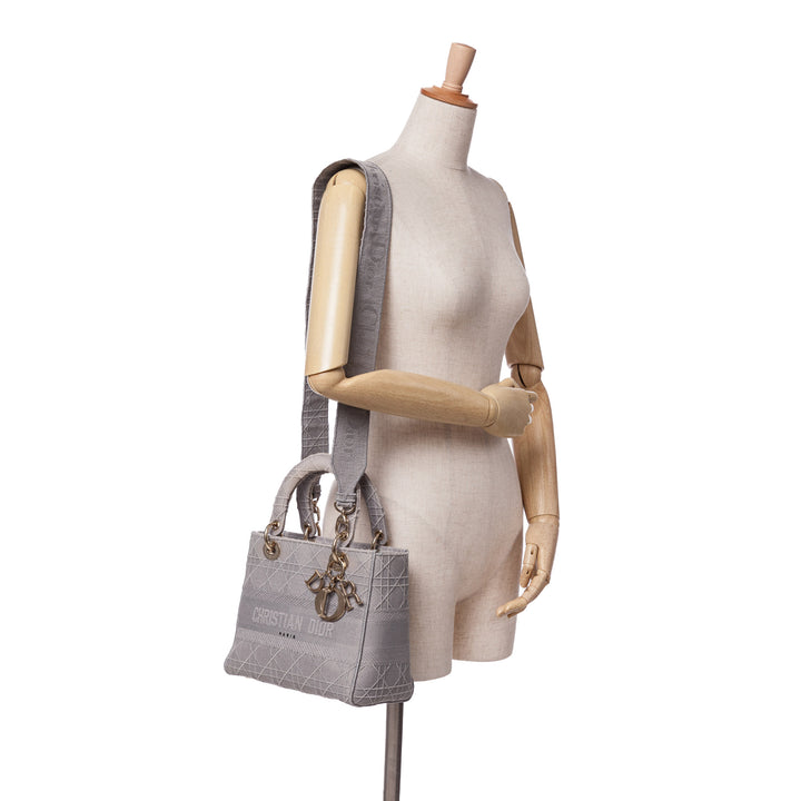 Medium Canvas Cannage Lady D Lite Gray - Gaby Paris