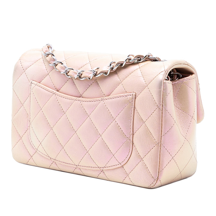 Chanel Mini Rectangular Classic Iridescent Cuir d’agneau Simple rabat