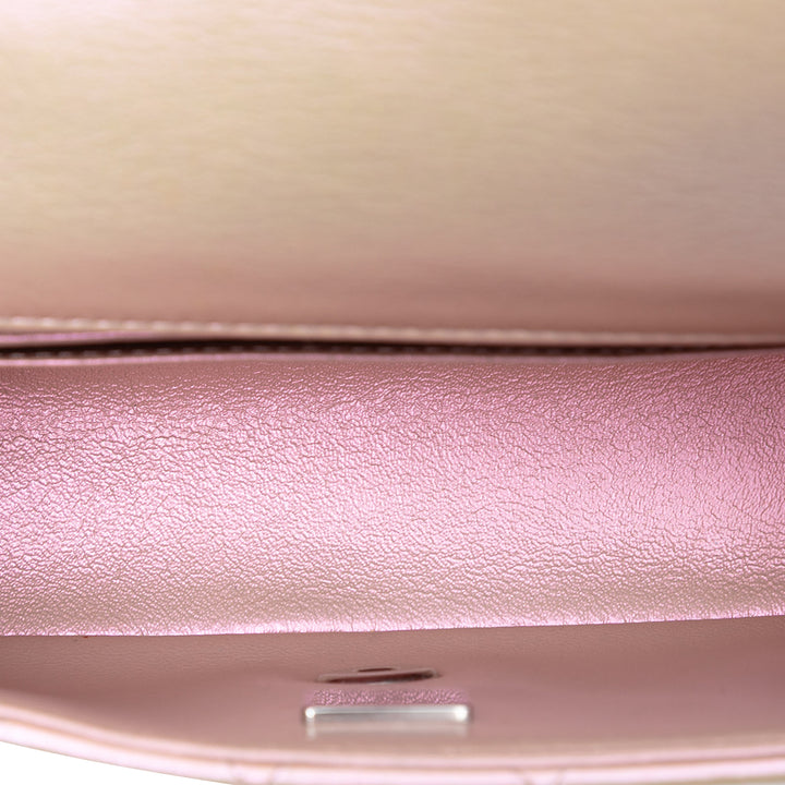 Chanel Mini Rectangular Classic Iridescent Cuir d’agneau Simple rabat