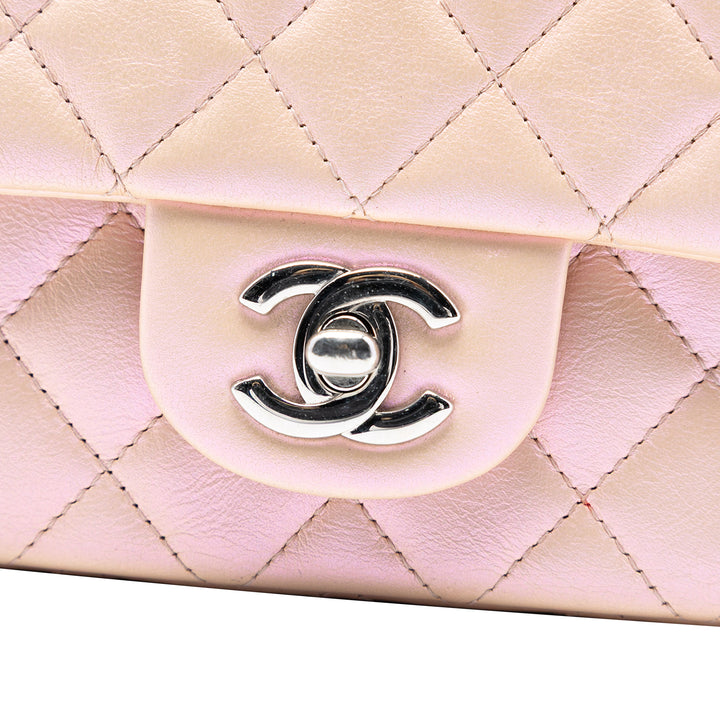 Chanel Mini Rectangular Classic Iridescent Cuir d’agneau Simple rabat