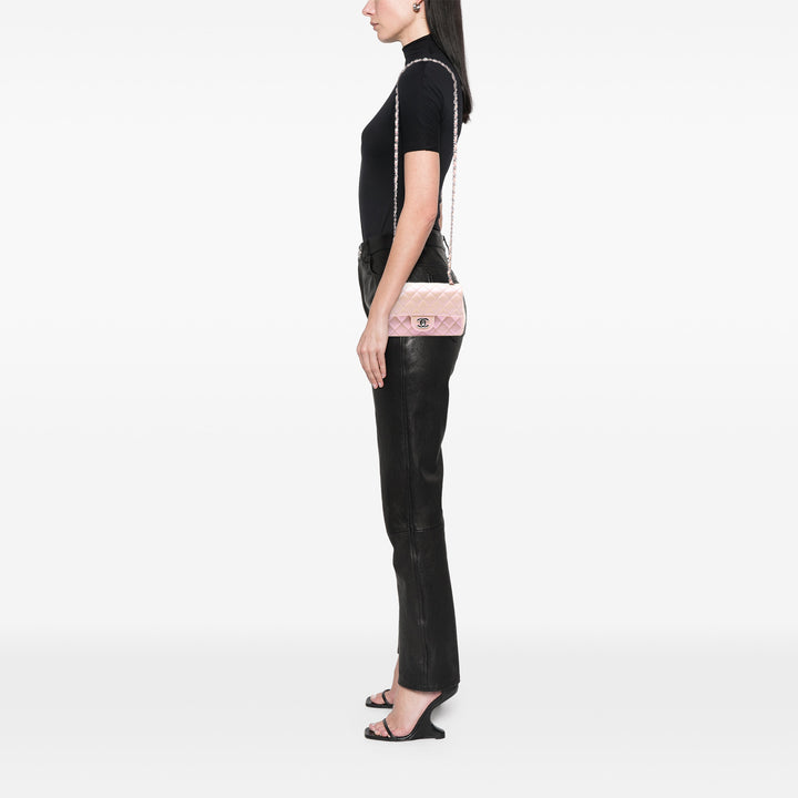 Chanel Mini Rectangular Classic Iridescent Cuir d’agneau Simple rabat