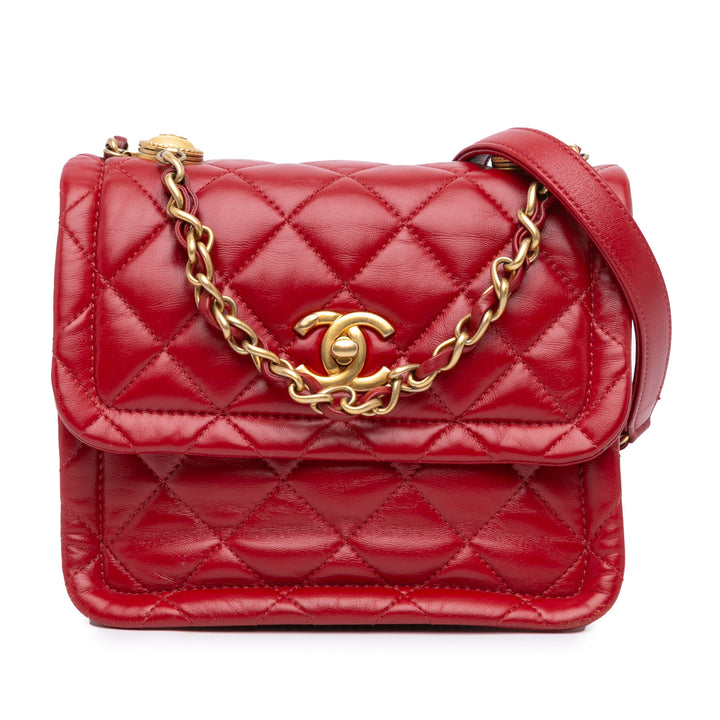 Chanel Matelassé Souple Carré à rabat Mini Cuir d'agneau