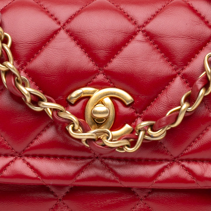 Chanel Matelassé Souple Carré à rabat Mini Cuir d'agneau