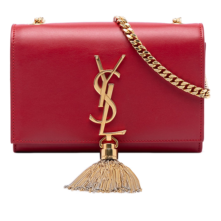Saint Laurent Small Smooth Cuir de veau Monogram Kate Pompon Sac porté croisé