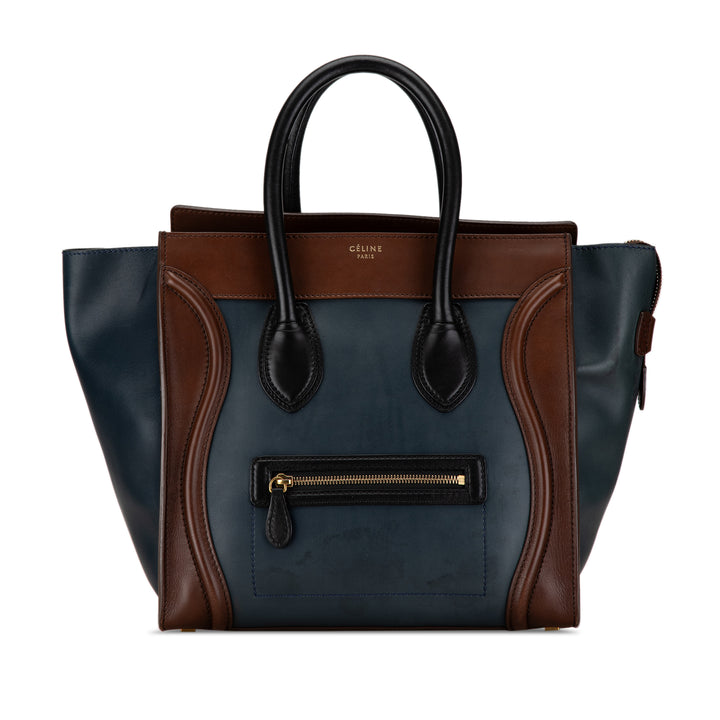 Celine Mini Bicolor Luggage Tote Blue - GABY PARIS