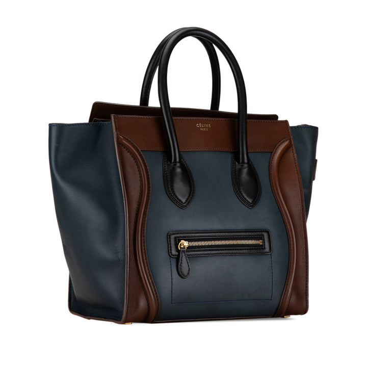 Celine Mini Bicolor Luggage Tote Blue - GABY PARIS