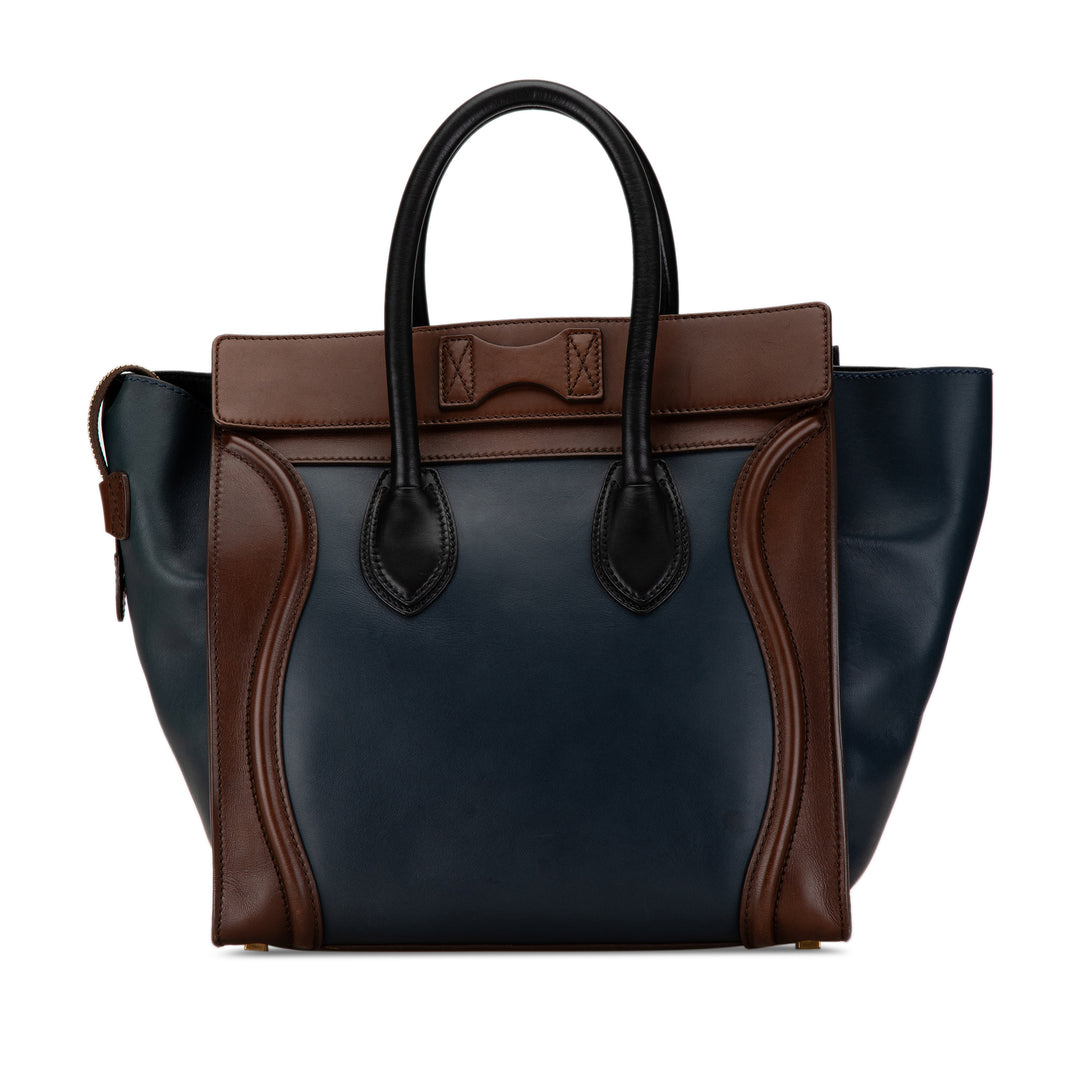 Celine Mini Bicolor Luggage Tote Blue - GABY PARIS