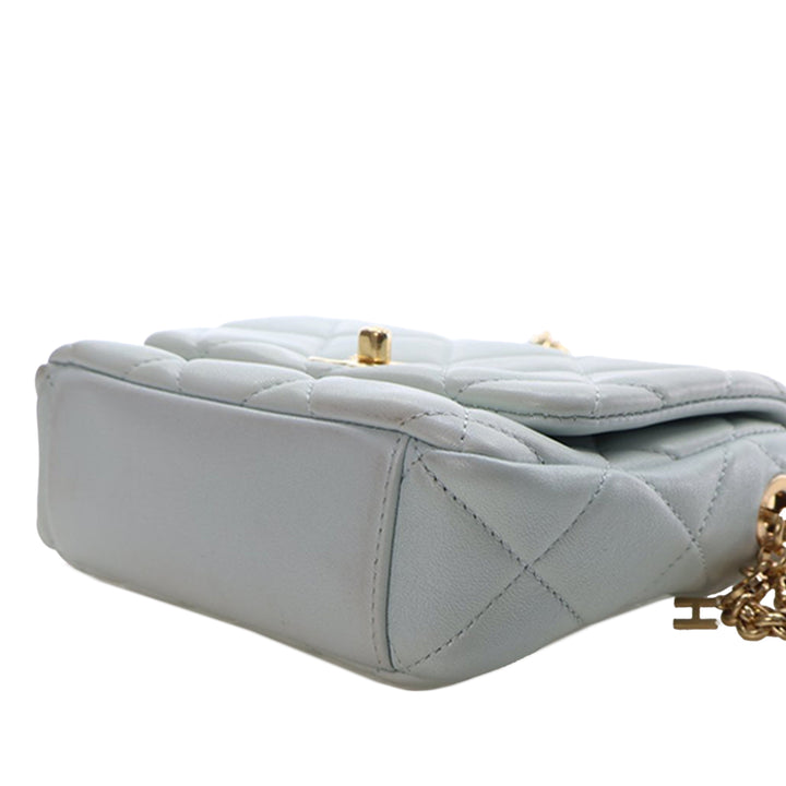 Chanel Mini CC Matelassé Cuir d’agneau Logo Chain à rabat