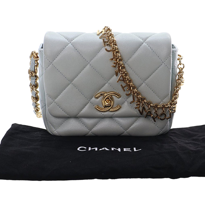 Chanel Mini CC Matelassé Cuir d’agneau Logo Chain à rabat