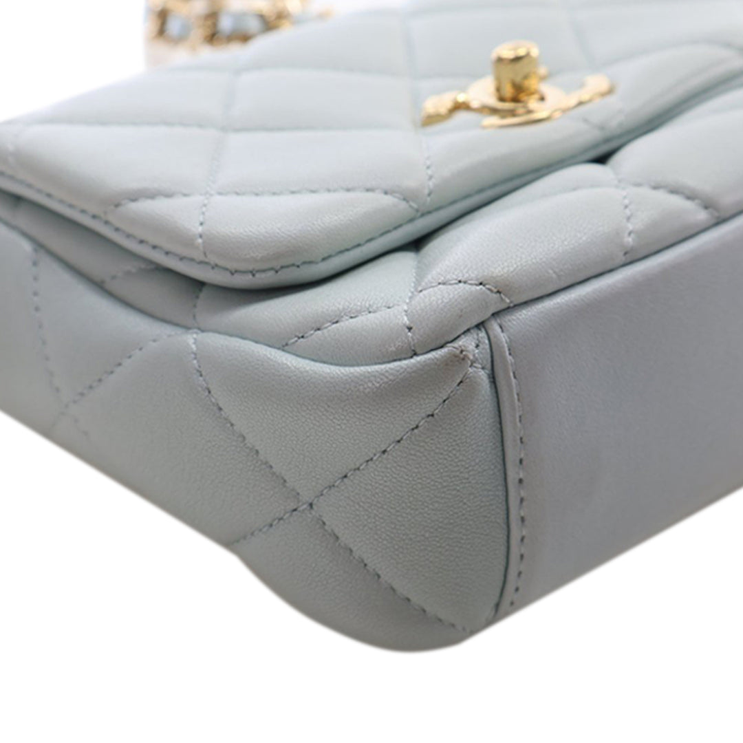 Chanel Mini CC Matelassé Cuir d’agneau Logo Chain à rabat