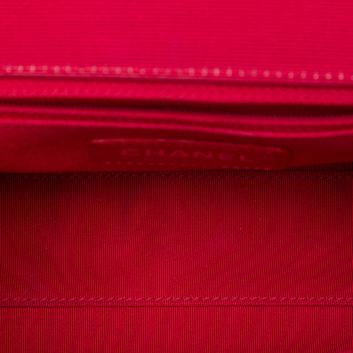 Chanel CC Matelassé Froissé et Grosgrain à rabat Cuir de veau Rouge – vue 4 – GABY PARIS