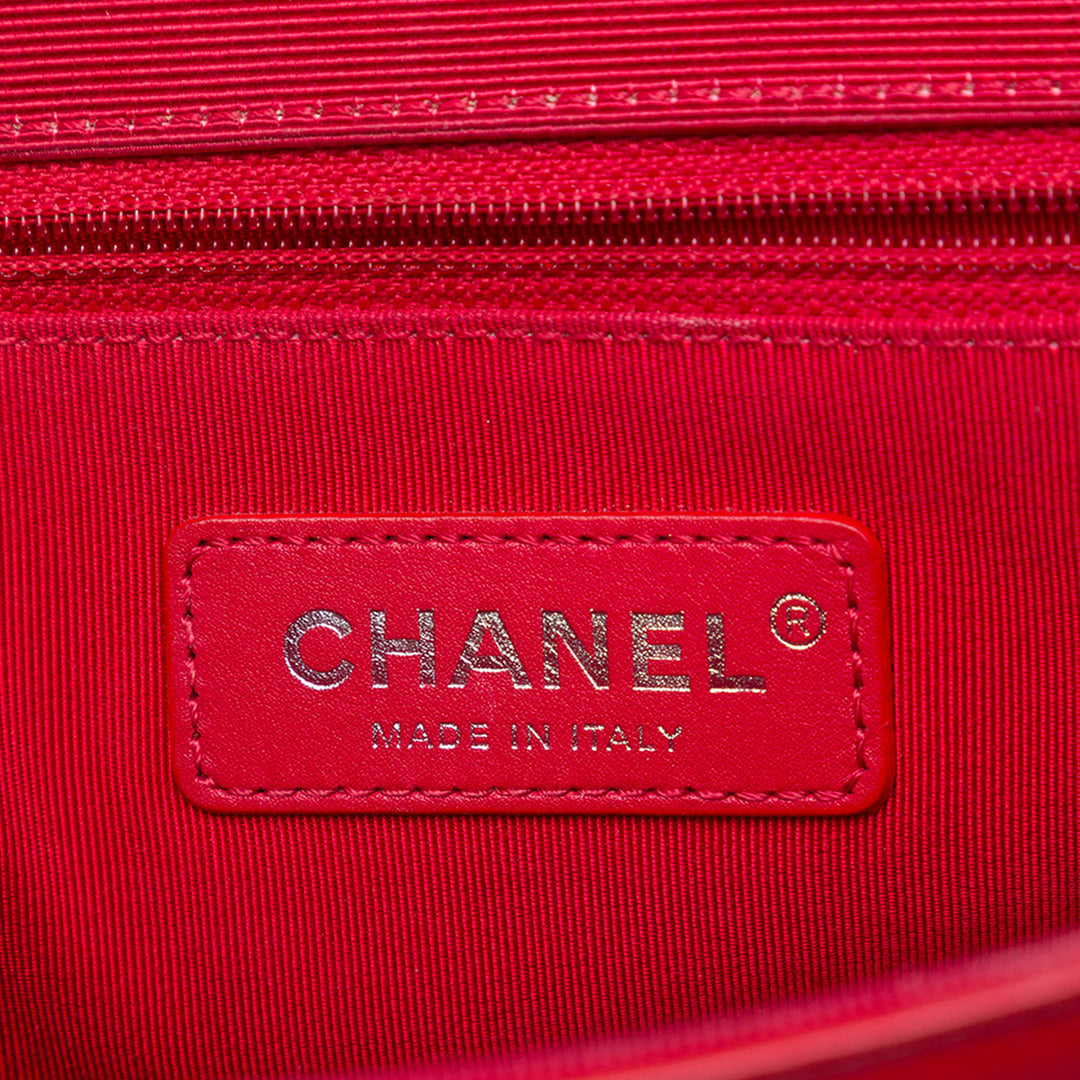Chanel CC Matelassé Froissé et Grosgrain à rabat Cuir de veau Rouge – vue 5 – GABY PARIS
