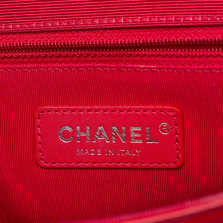 Chanel CC Matelassé Froissé et Grosgrain à rabat Cuir de veau Rouge – vue 5 – GABY PARIS