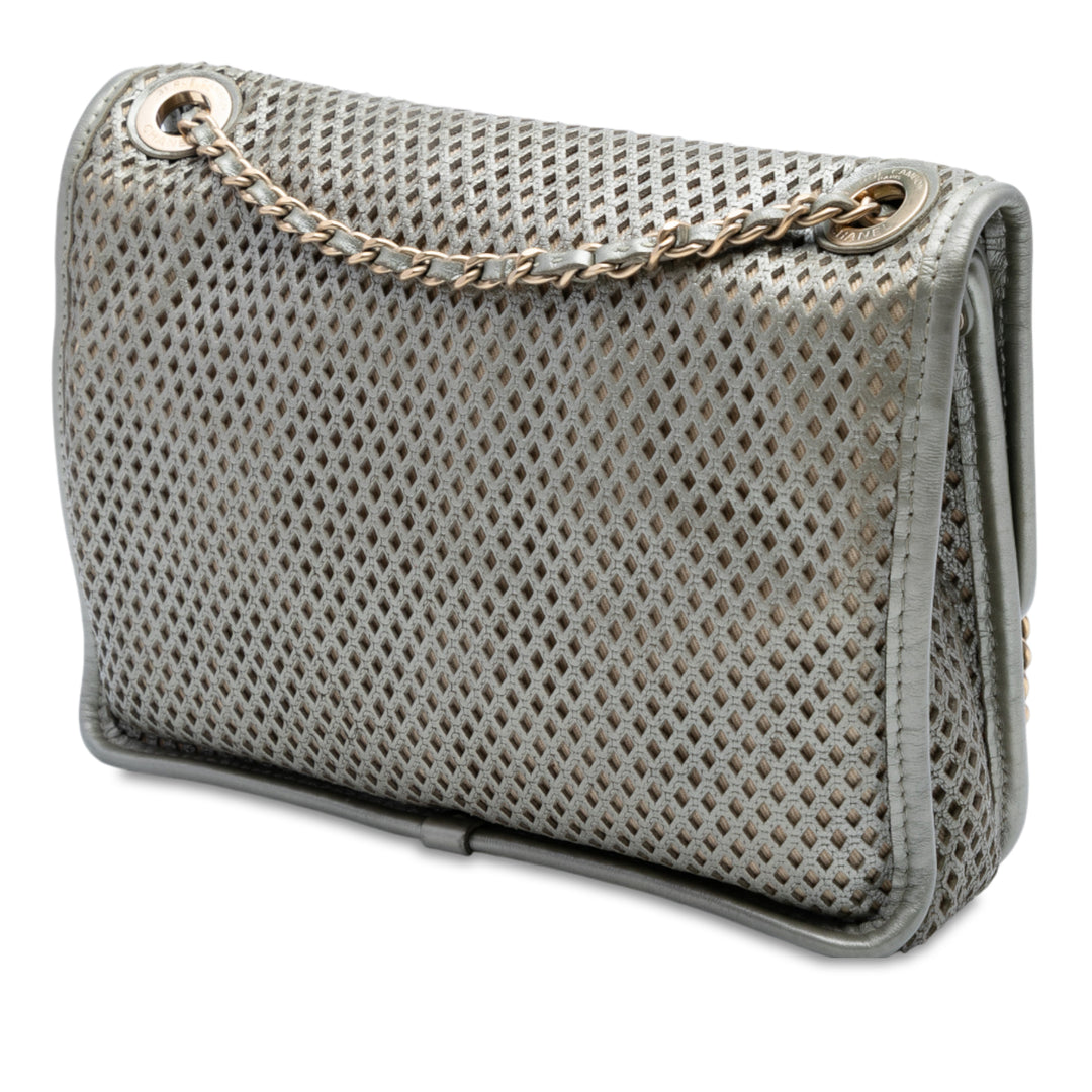 Chanel Small Perforated Cuir de veau Up In The Air Flap Argenté