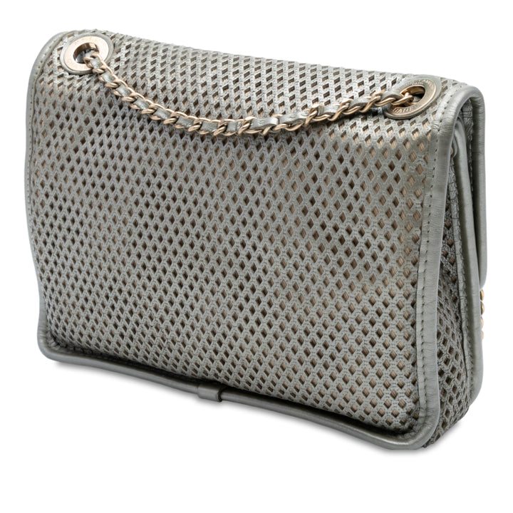 Chanel Small Perforated Cuir de veau Up In The Air Flap Argenté