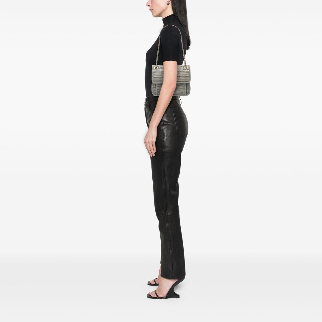 Chanel Small Perforated Cuir de veau Up In The Air Flap Argenté