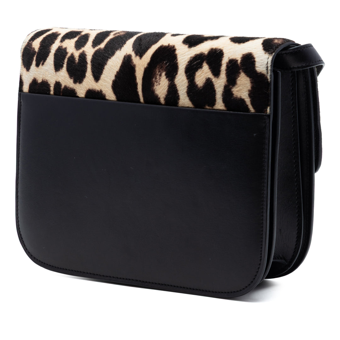 Celine Medium Cuir de veau et Leopard Print Pony Hair Classic Boîte