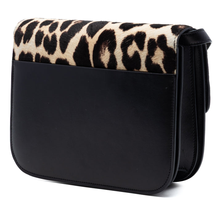 Celine Medium Cuir de veau et Leopard Print Pony Hair Classic Boîte