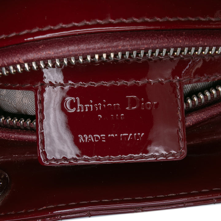 Dior Medium Cuir verni Cannage Lady Dior Rouge