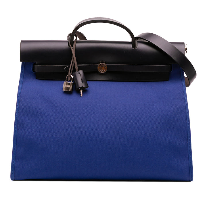 Hermès Toile Herbag Zip 39 Bleu
