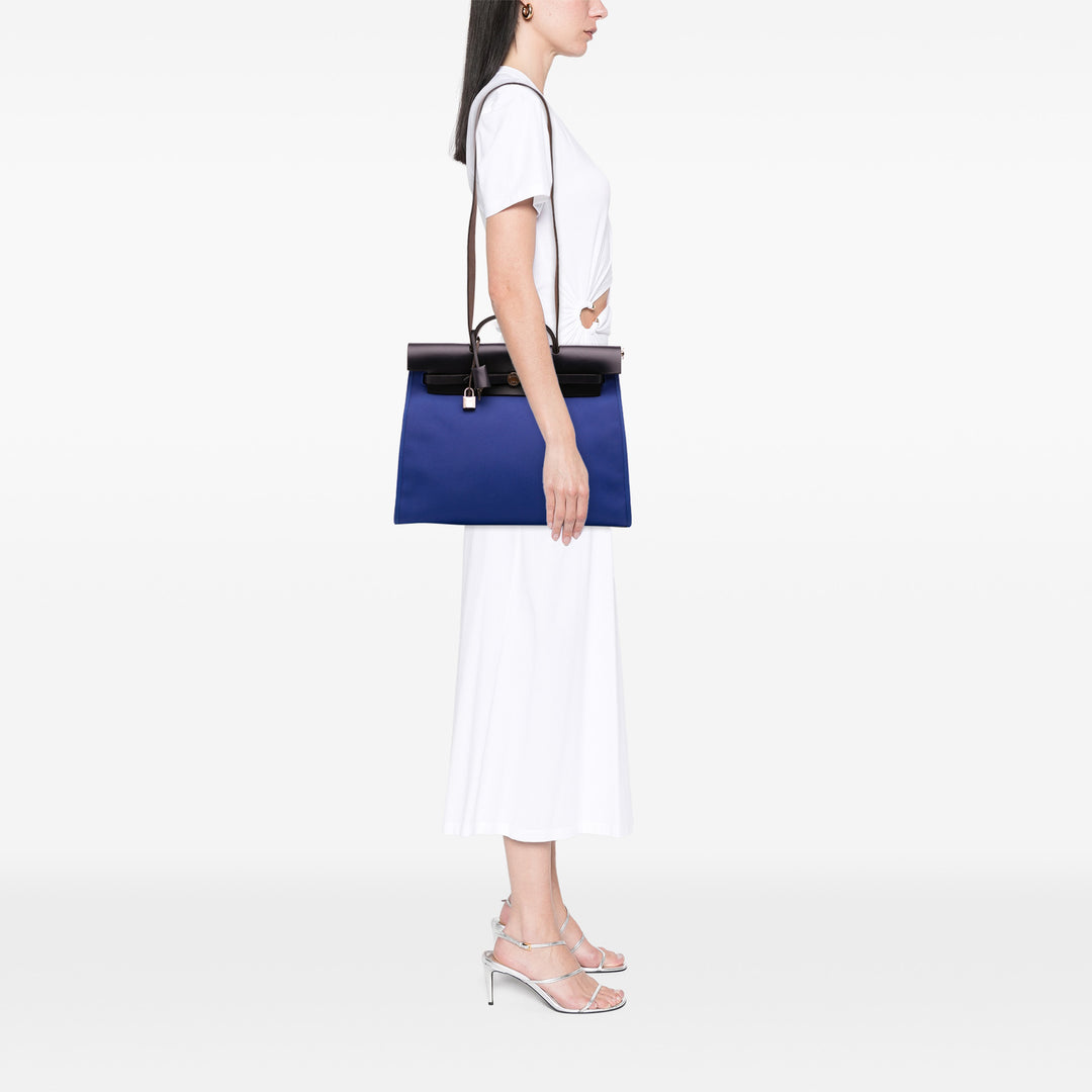 Hermès Toile Herbag Zip 39 Bleu