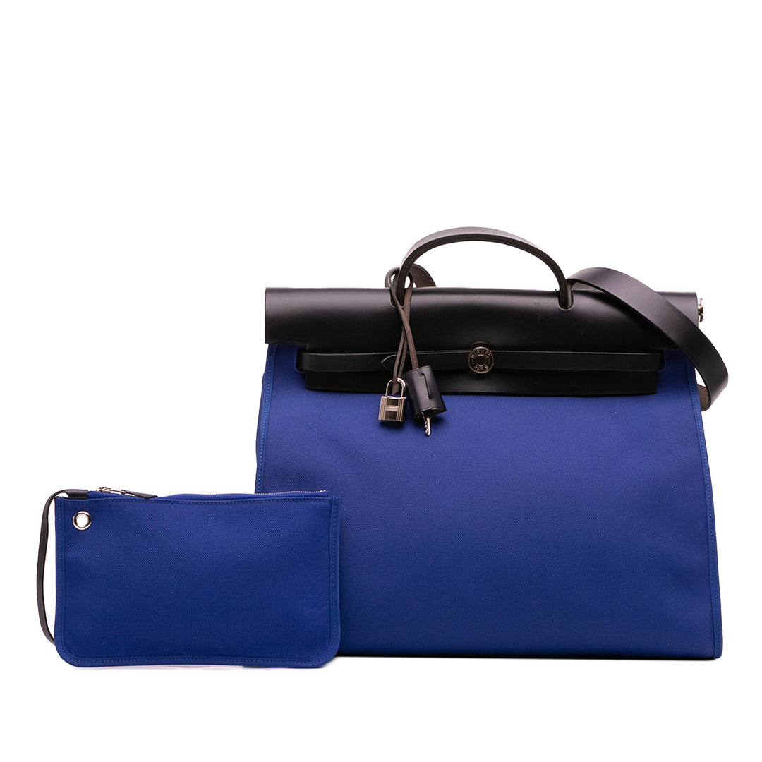 Hermès Toile Herbag Zip 39 Bleu
