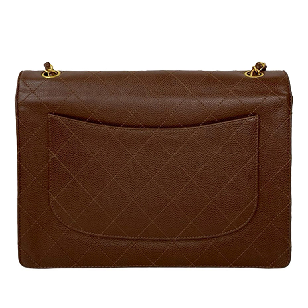 Chanel CC Jumbo Surpiqué Caviar Simple rabat