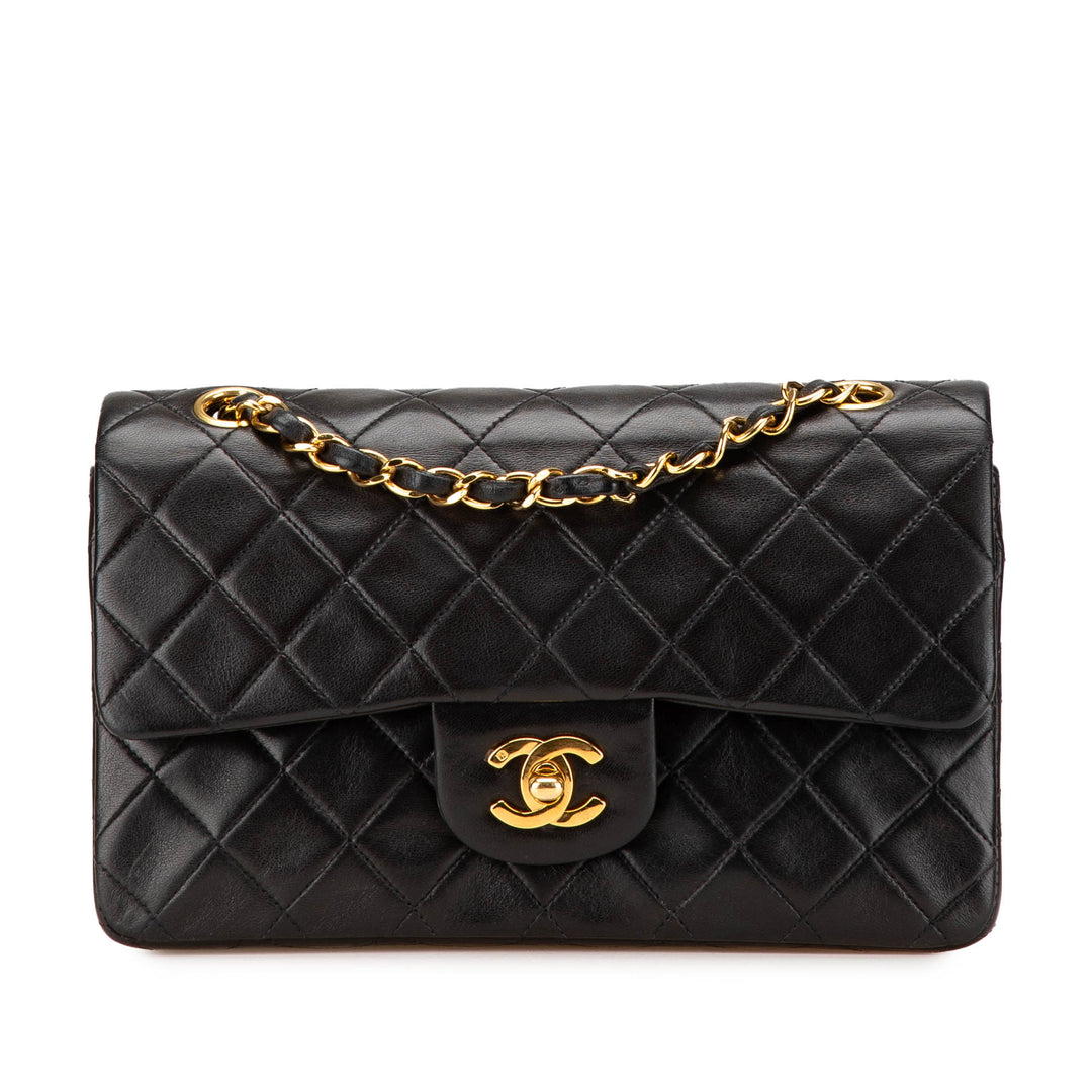 Small Classic Lambskin Double Flap Black - Gaby Paris