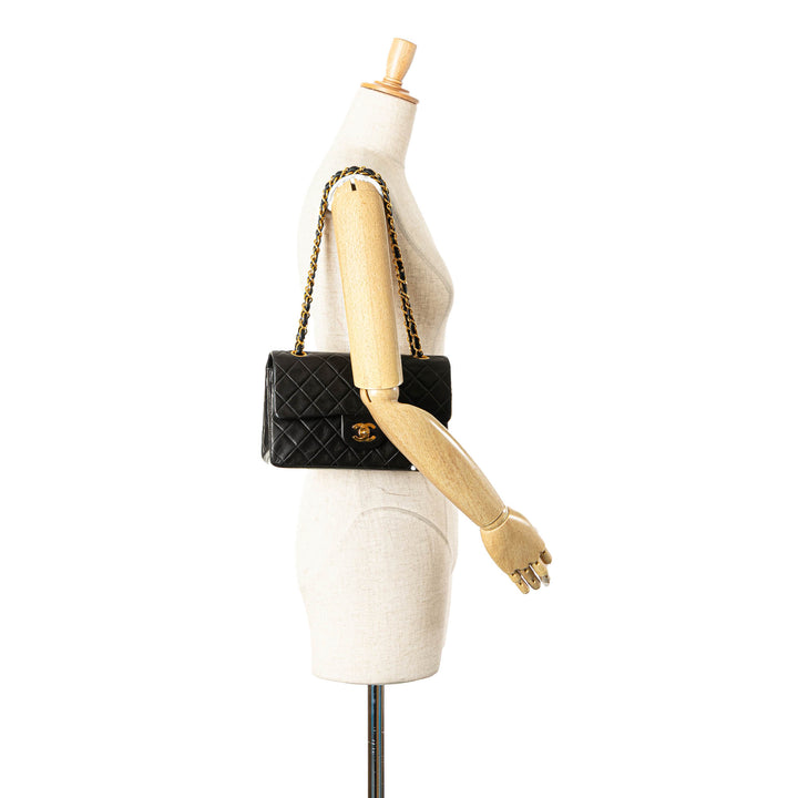 Small Classic Lambskin Double Flap Black - Gaby Paris