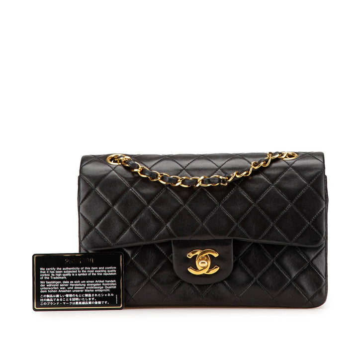 Small Classic Lambskin Double Flap Black - Gaby Paris