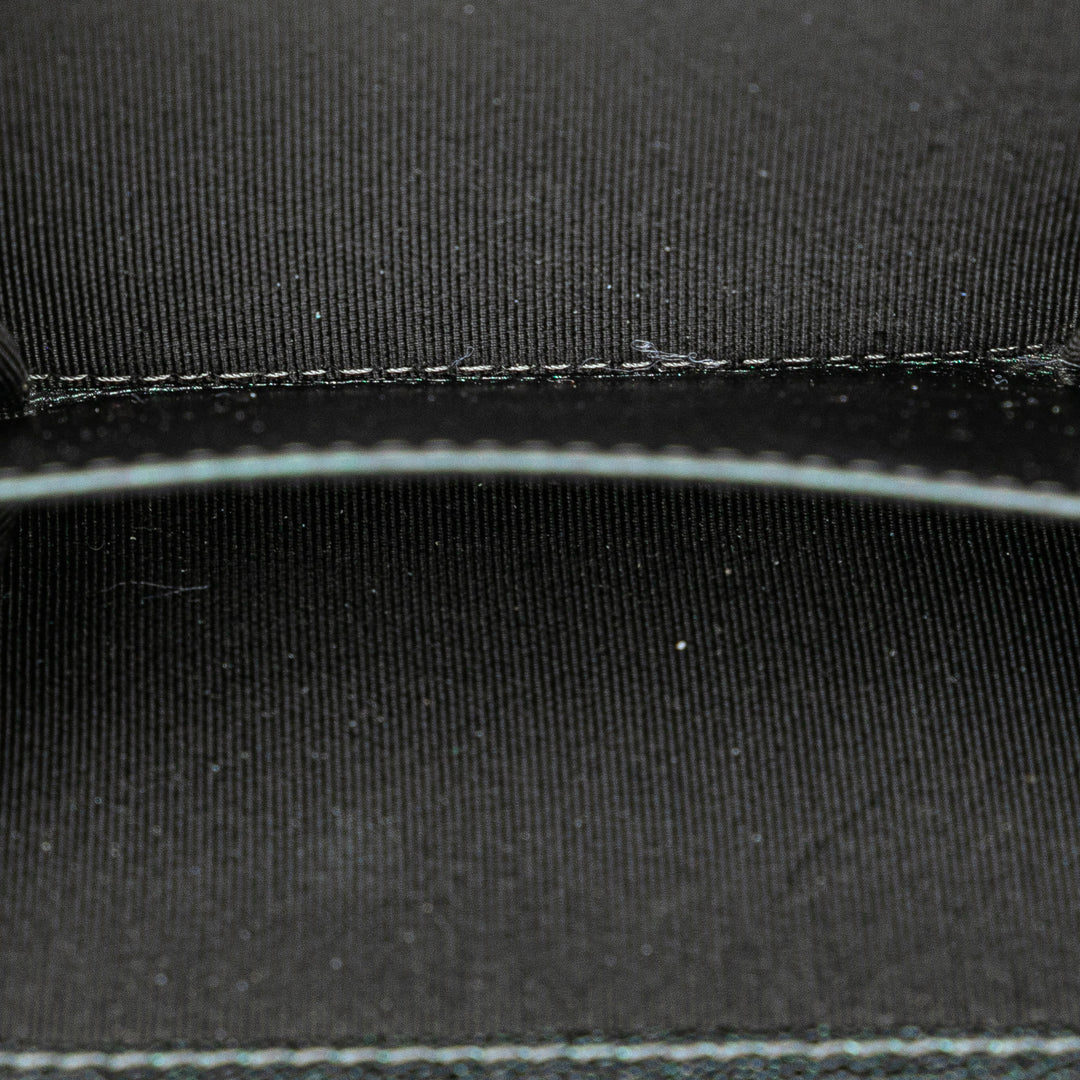 Small Iridescent Caviar Single Flap Black - Gaby Paris