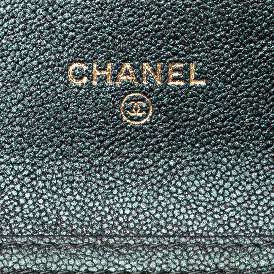 Small Iridescent Caviar Single Flap Black - Gaby Paris