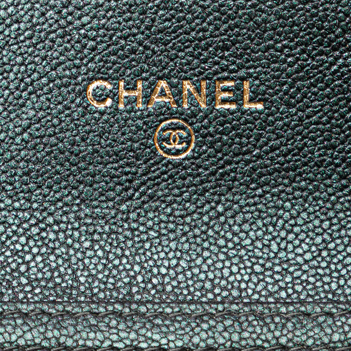 Small Iridescent Caviar Single Flap Black - Gaby Paris