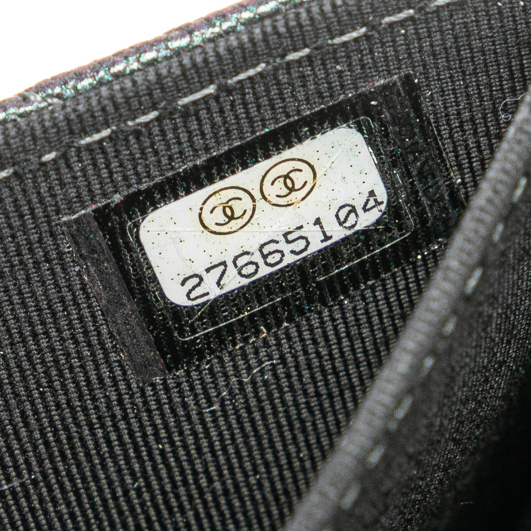 Small Iridescent Caviar Single Flap Black - Gaby Paris