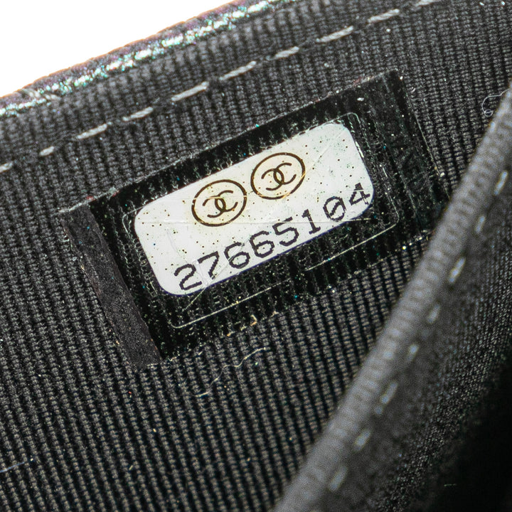 Small Iridescent Caviar Single Flap Black - Gaby Paris