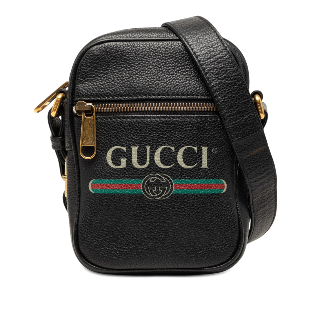 Gucci Mini Cuir de veau grainé Logo Sac porté croisé