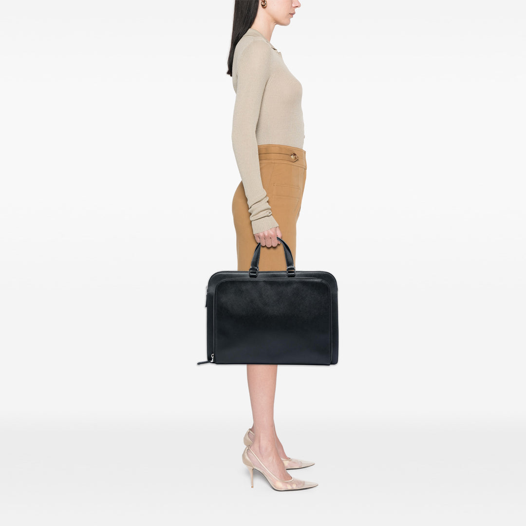 Prada Saffiano Cuir Travel Front Zip Pocket Porte-documents
