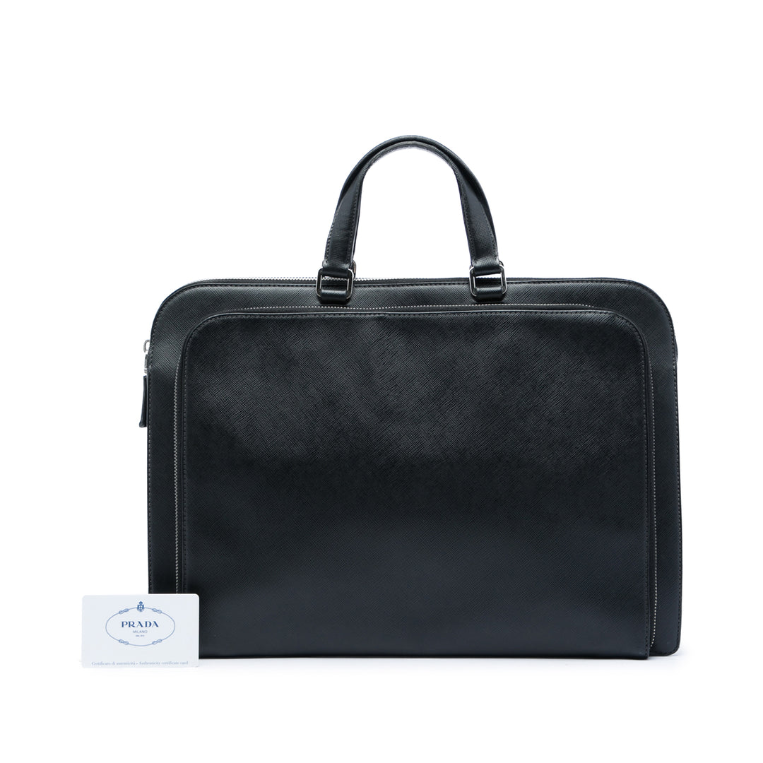Prada Saffiano Cuir Travel Front Zip Pocket Porte-documents