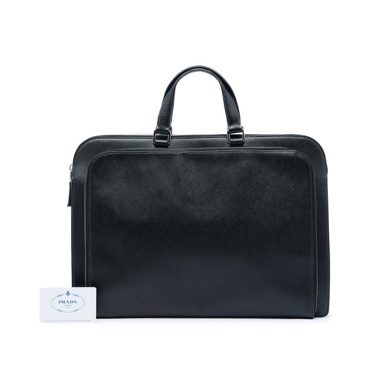 Prada Saffiano Cuir Travel Front Zip Pocket Porte-documents