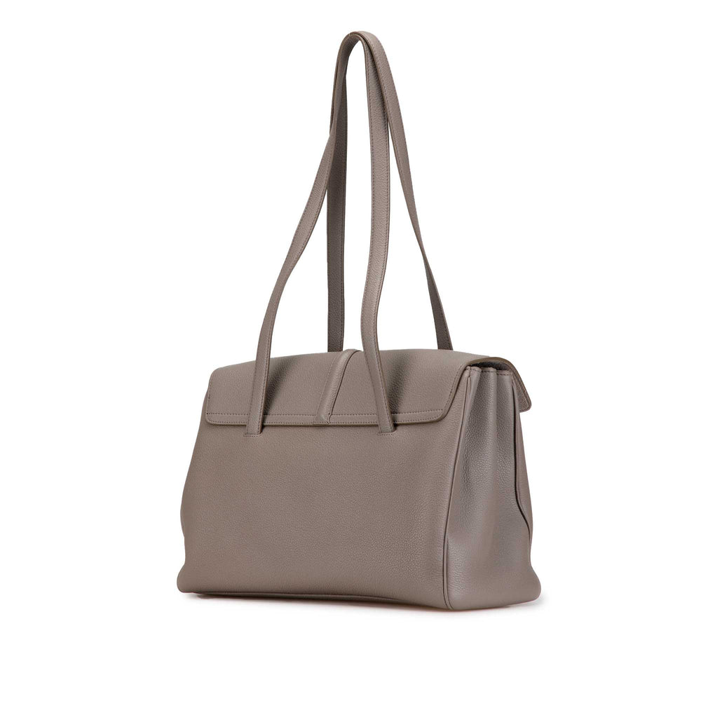 Medium Grained Calfskin Soft 16 Shoulder Bag Brown - Gaby Paris