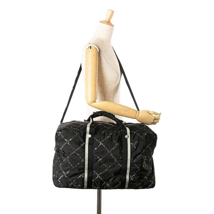 Old Travel Line Nylon Duffle Bag Black - Gaby Paris