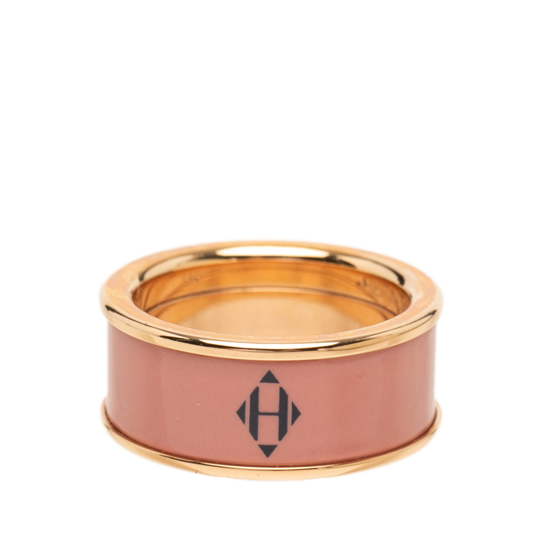 Hermès plaqué Émail H Diamant Uni Bague Moyen Doré – vue principale – GABY PARIS