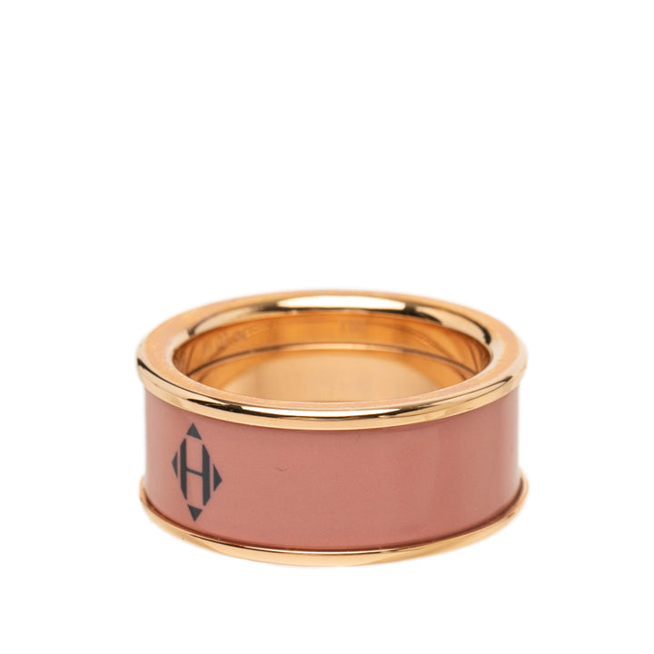 Hermès plaqué Émail H Diamant Uni Bague Moyen Doré – vue 2 – GABY PARIS