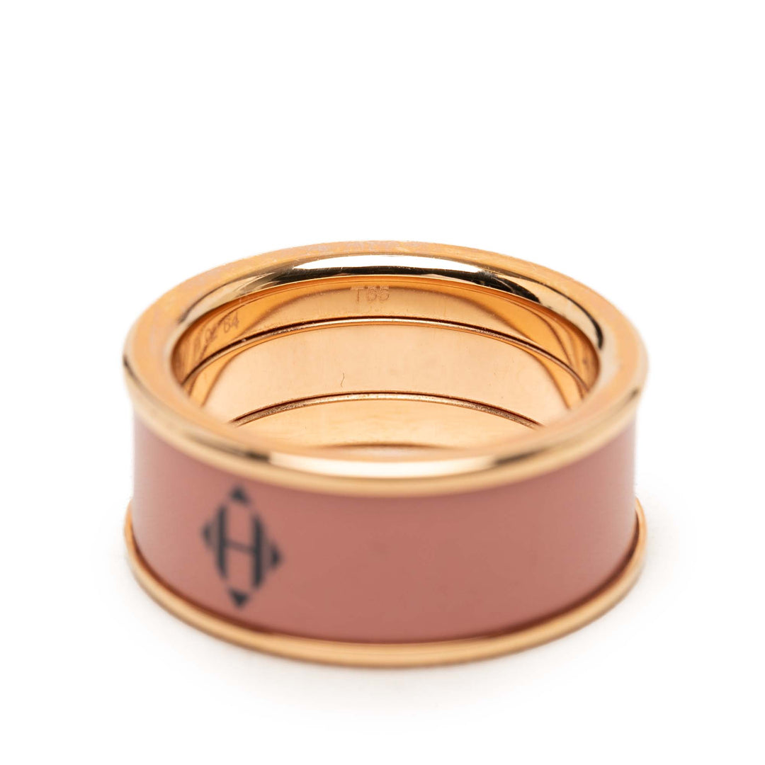 Hermès plaqué Émail H Diamant Uni Bague Moyen Doré – vue 6 – GABY PARIS